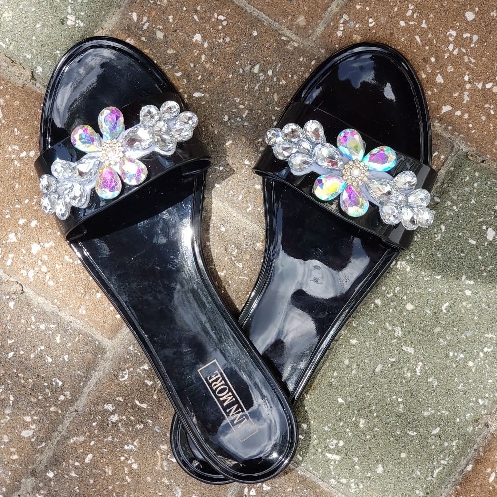 Black Ann More Laughlin Bling sandals